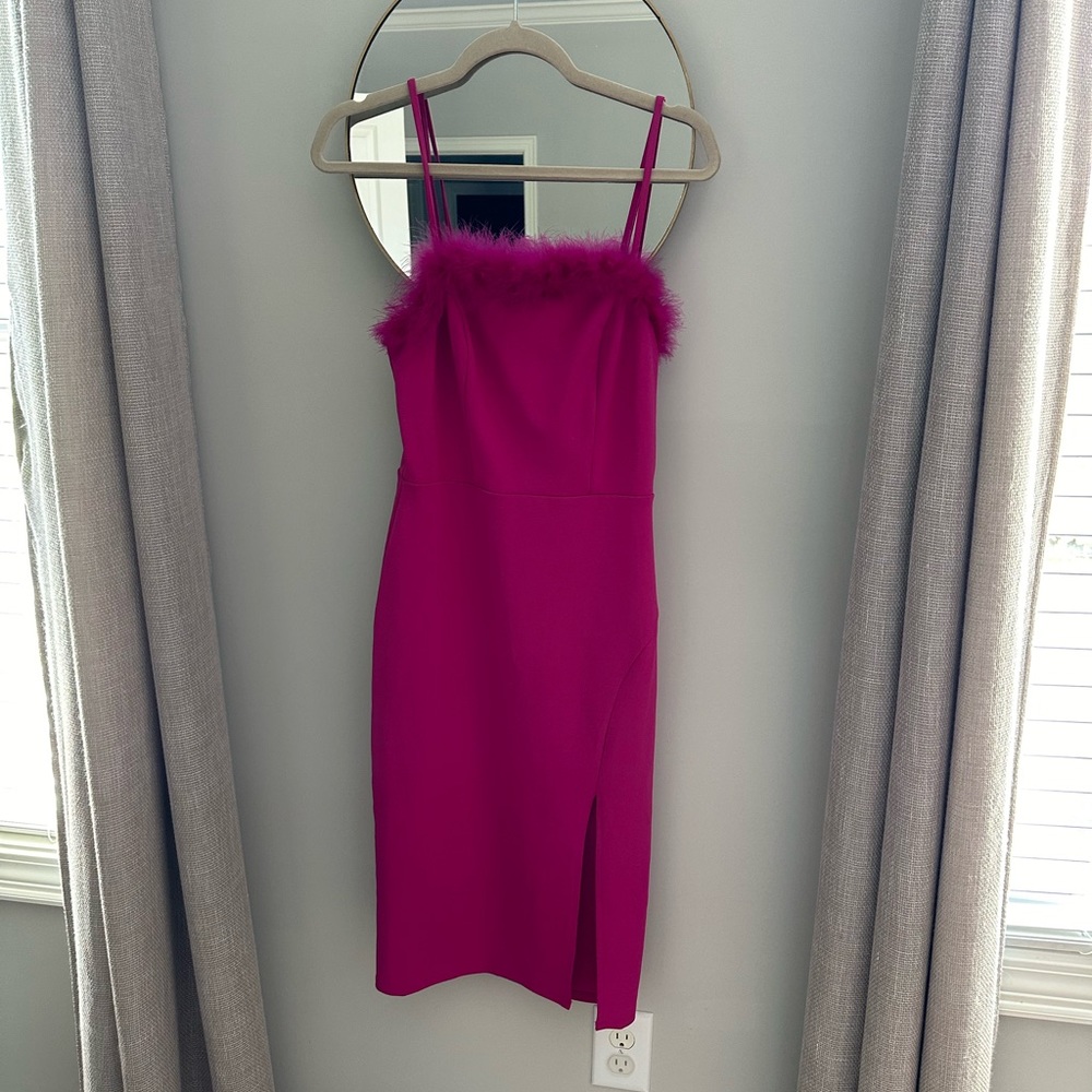 Pink feather midi dress